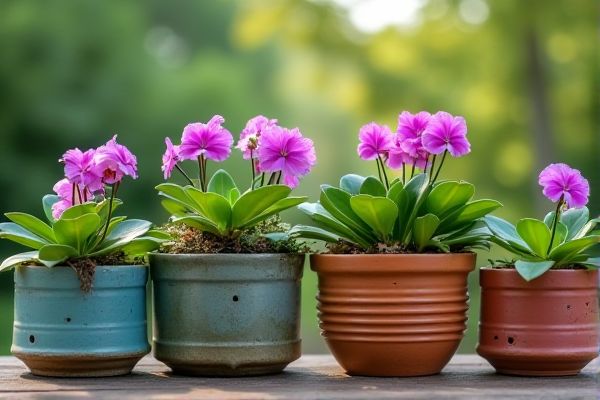Growing Vibrant African Violets in Stylish Ceramic Containers for Indoor Elegance