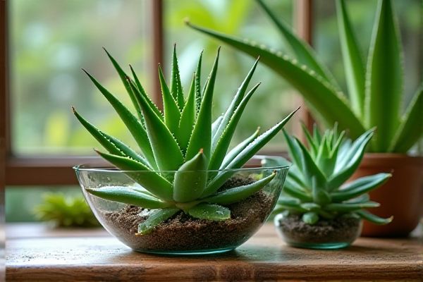 Grow Vibrant Aloe Vera in Decorative Glass Containers for Stylish Indoor Greenery