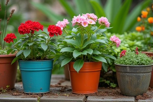 Growing Vibrant Geraniums in Recycled Containers for Eco-Friendly Gardening