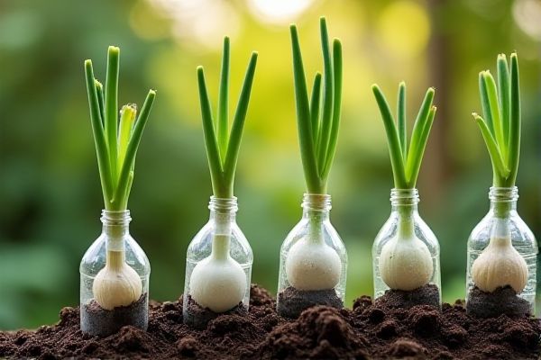 Grow Fresh Green Onions in Recycled Plastic Water Bottles for Space-Saving Gardening