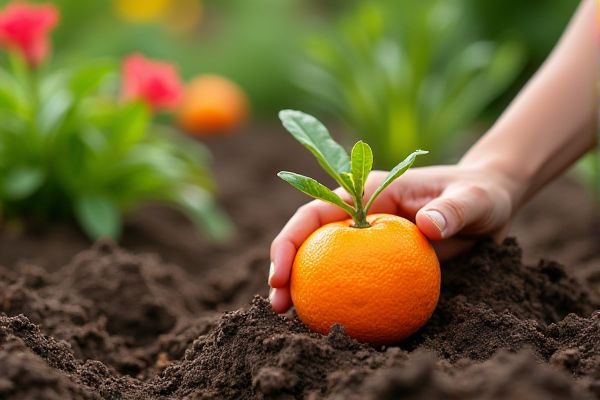 Growing Vibrant Orange Trees in Nutrient-Rich Organic Mulch Beds for Optimal Fruit Production