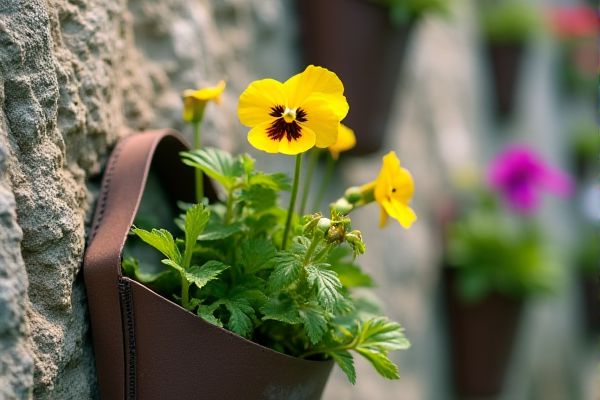 Growing Vibrant Pansies in Vertical Wall Pockets for Eye-Catching Displays