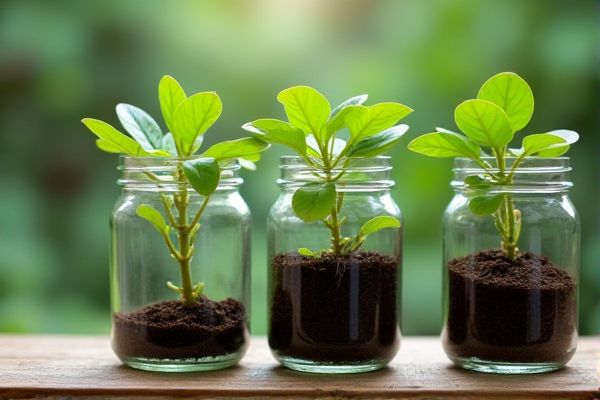 Growing Vibrant Peperomia Plants in Decorative Glass Jars for Indoor Elegance