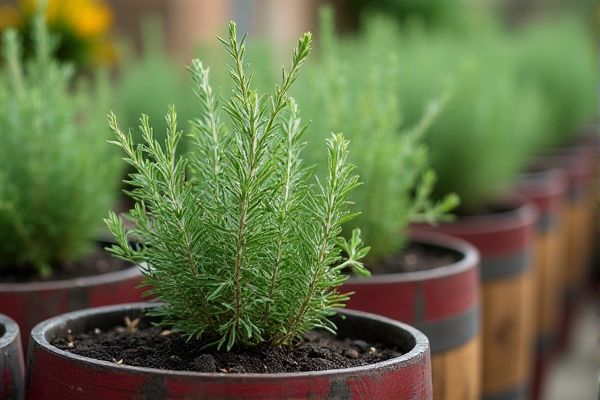Grow Aromatic Rosemary in Wine Barrels for a Unique Garden Display