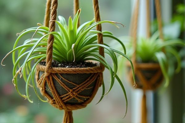 Growing Vibrant Spider Plants in Hanging Macrame Baskets for Stylish Indoor Greenery
