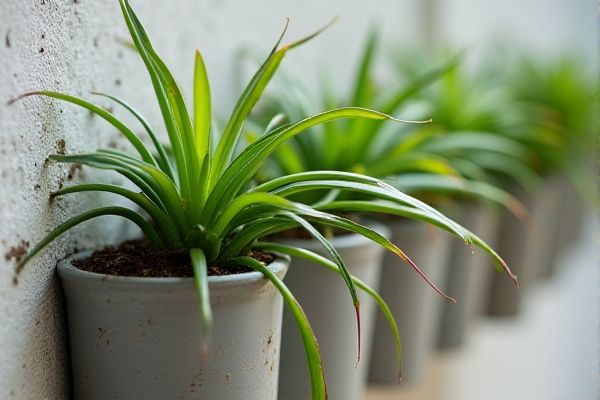 Growing Lush Spider Plants in Wall-Mounted Containers for Space-Saving Indoor Greenery