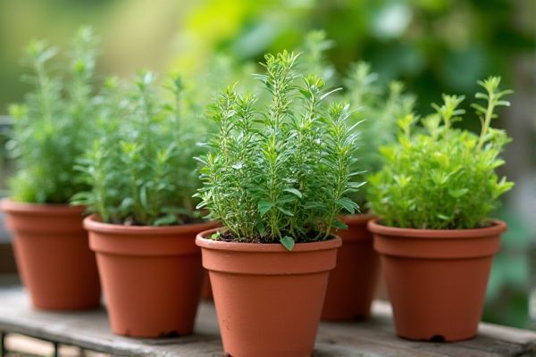 Growing Fragrant Thyme in Terracotta Strawberry Pots for Lush, Aromatic Herbs